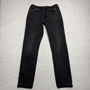 Levis Jeans Denim Button Fly Raw Hem Black Straight Leg Women's Size 27x32